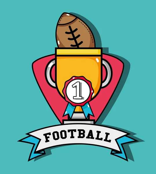 American Football Ball mit Pokal-Emblem — Stockvektor