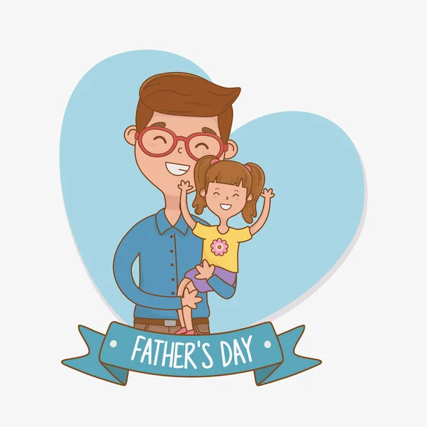 Padre e hija personajes tarjeta — Vector de stock