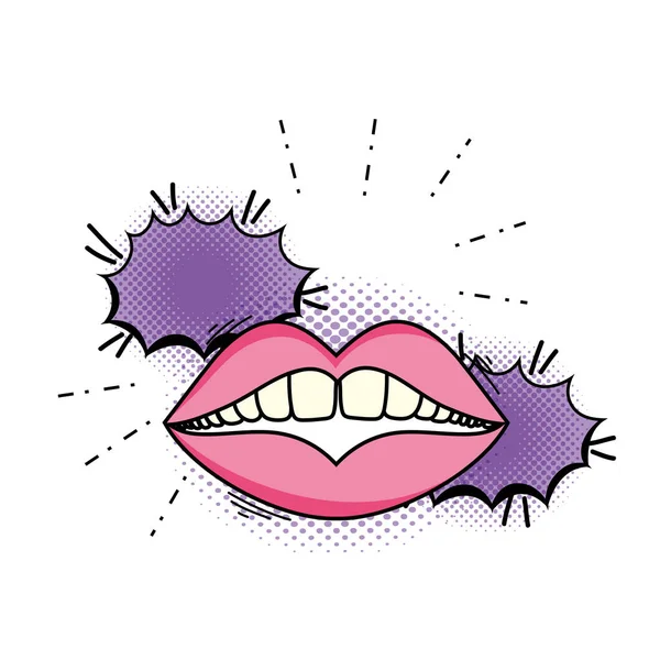 Mulher boca pop arte estilo — Vetor de Stock