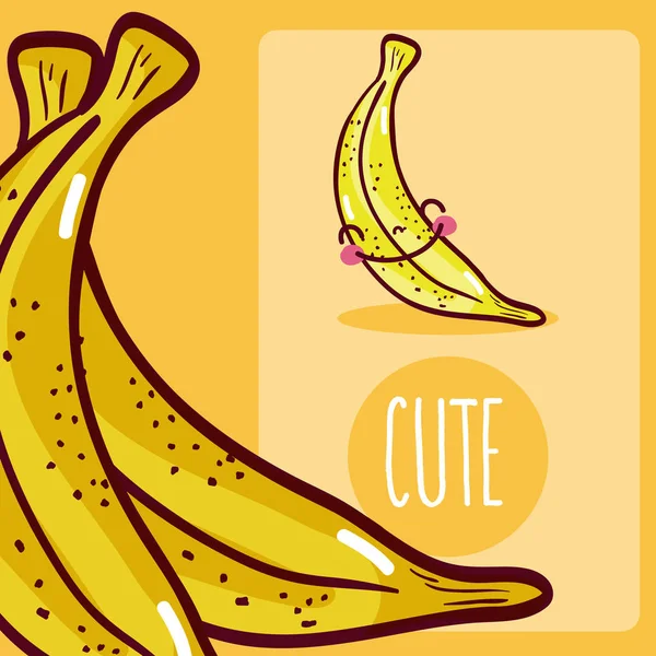 Banana frutas dibujos animados lindo dibujo animado — Archivo Imágenes Vectoriales