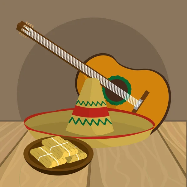 美味的墨西哥食品卡通餐厅的桌子上 — 图库矢量图片