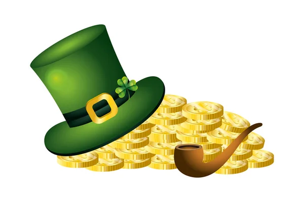 Leprechaun hat gold coins — Stock Vector
