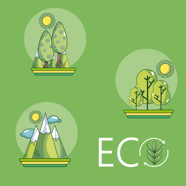 Set eco pictogrammen en symbolen — Stockvector