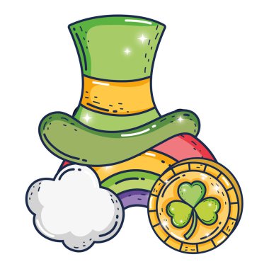 sevimli Leprikon şapka ve gökkuşağı