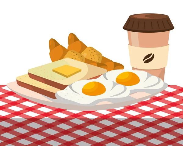 Delicioso desayuno sabroso de dibujos animados — Vector de stock