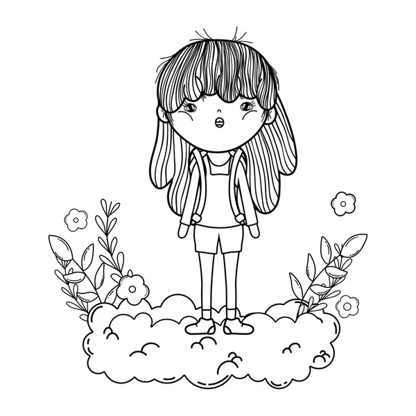 Malá holčička v oblaku mraků — Stockový vektor