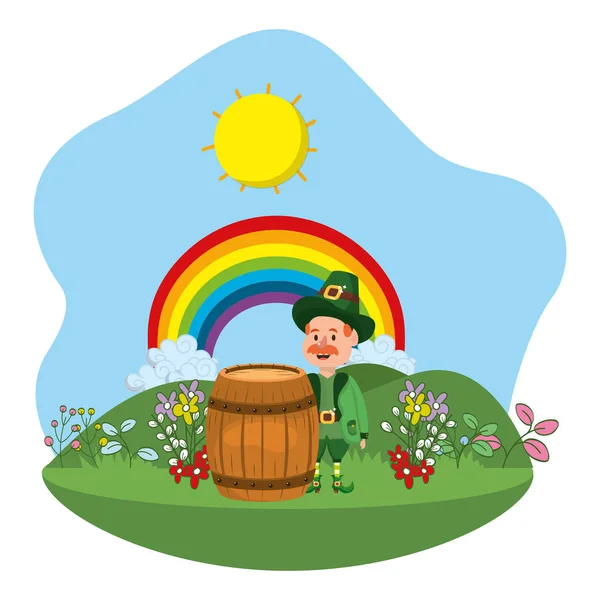 Leprechaun with barrel — Stock Vector