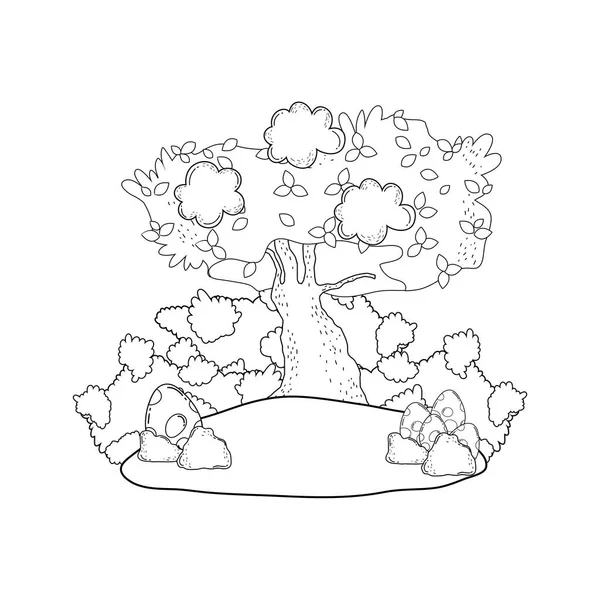 나무 풍경공룡 알 — 스톡 벡터