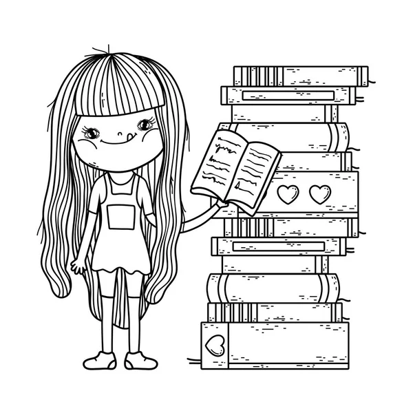 Feliz niña leyendo libros — Archivo Imágenes Vectoriales