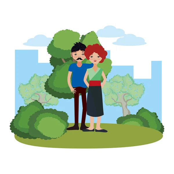 Jeune couple dessin animé — Image vectorielle