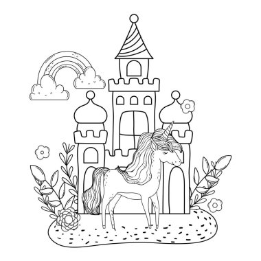 kale ve gökkuşağı ile güzel küçük Unicorn