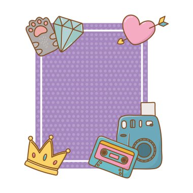 taç kaset elmas kalp ile çerçeve