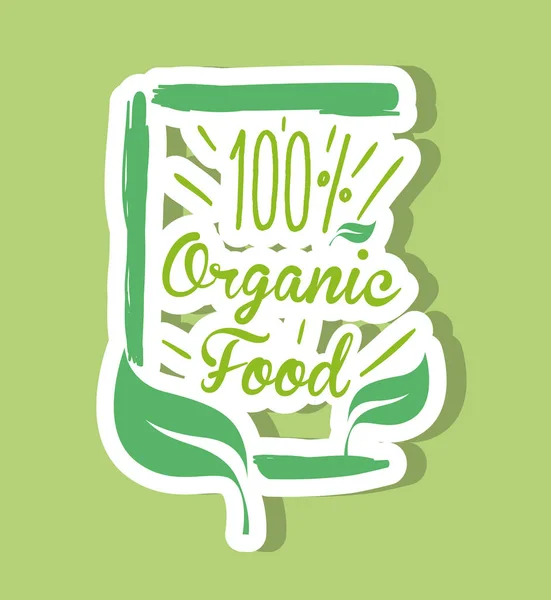Cien por ciento mensaje de alimentos orgánicos — Vector de stock