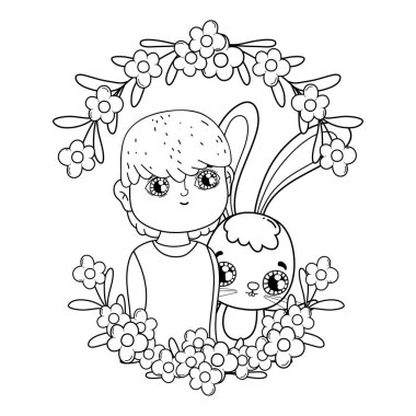 tavşan ile genç sevimli sevgilisi çocuk