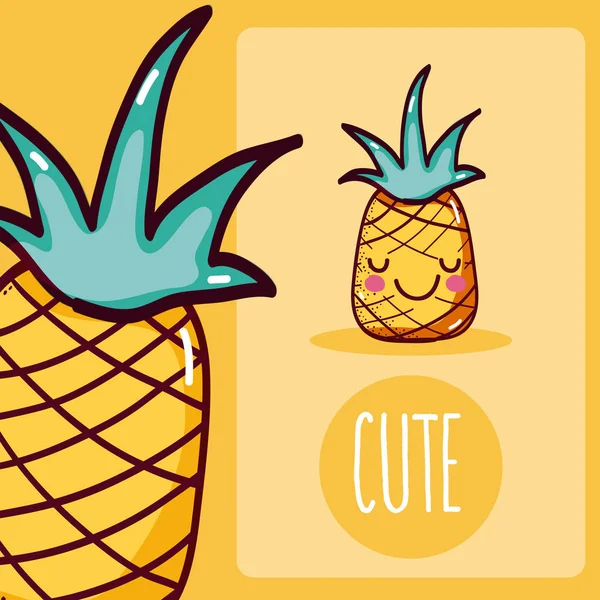 Ananas Cute Cartoon — Stockvector