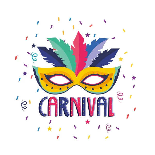 Masque avec des plumes décoration à la célébration du festival — Image vectorielle