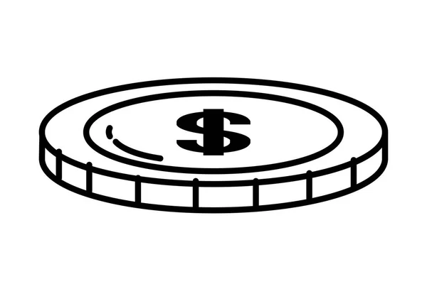 Curency dinero moneda única aislado en blanco y negro — Vector de stock