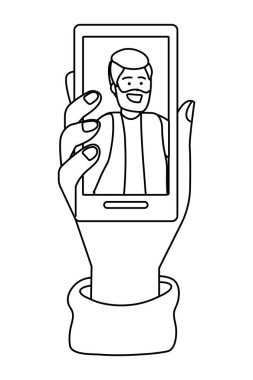 El tutma akıllı telefon teknolojisi siyah beyaz