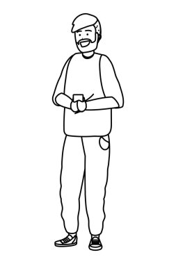 Bin yıllık genç kişi akıllı telefon siyah beyaz mesajlaşma