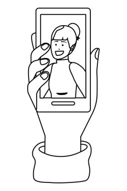 El tutma akıllı telefon teknolojisi siyah beyaz