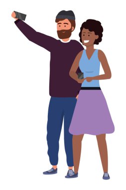 Bin yıllık çift akıllı telefon selfie çekiyor