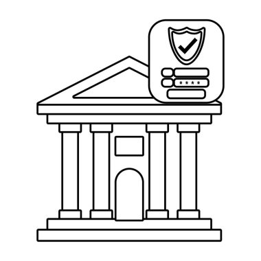 Banka binası ön güvenlik siyah beyaz