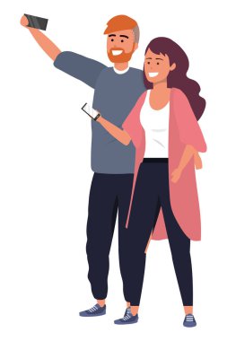 Bin yıllık çift akıllı telefon selfie çekiyor