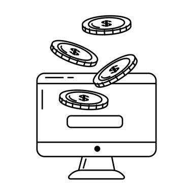 Dijital bankacılık hizmetleri online araçlar bilgisayar ekranı siyah beyaz