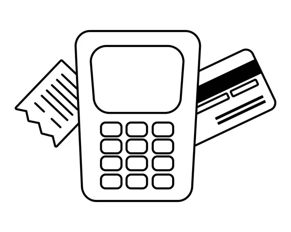 Usługi bankowe dataphone obsługa czarno-biała — Wektor stockowy