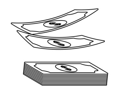 Para para faturası yığını yalıtılmış siyah ve beyaz