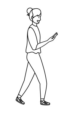 Akıllı telefon siyah beyaz kullanarak bin yıllık kişi