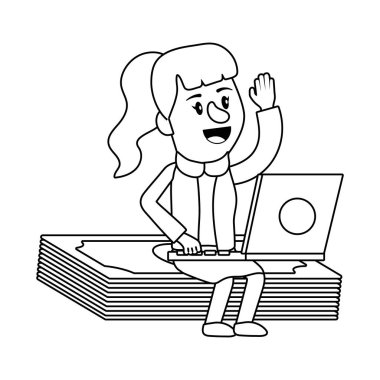 İş kadını bankacılık finansal planlama siyah beyaz