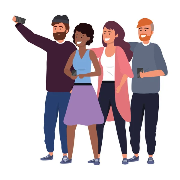 Millennial-Gruppe macht Selfie — Stockvektor