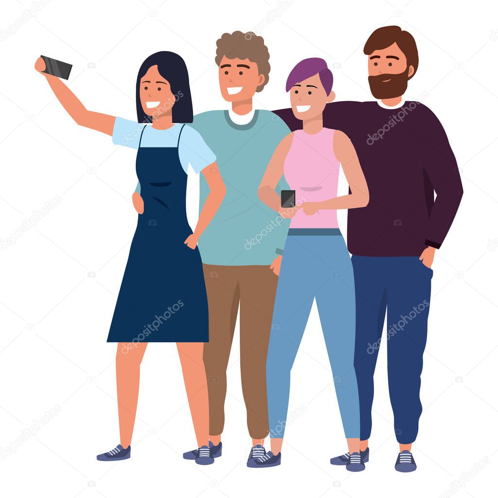 Millennial group taking selfie