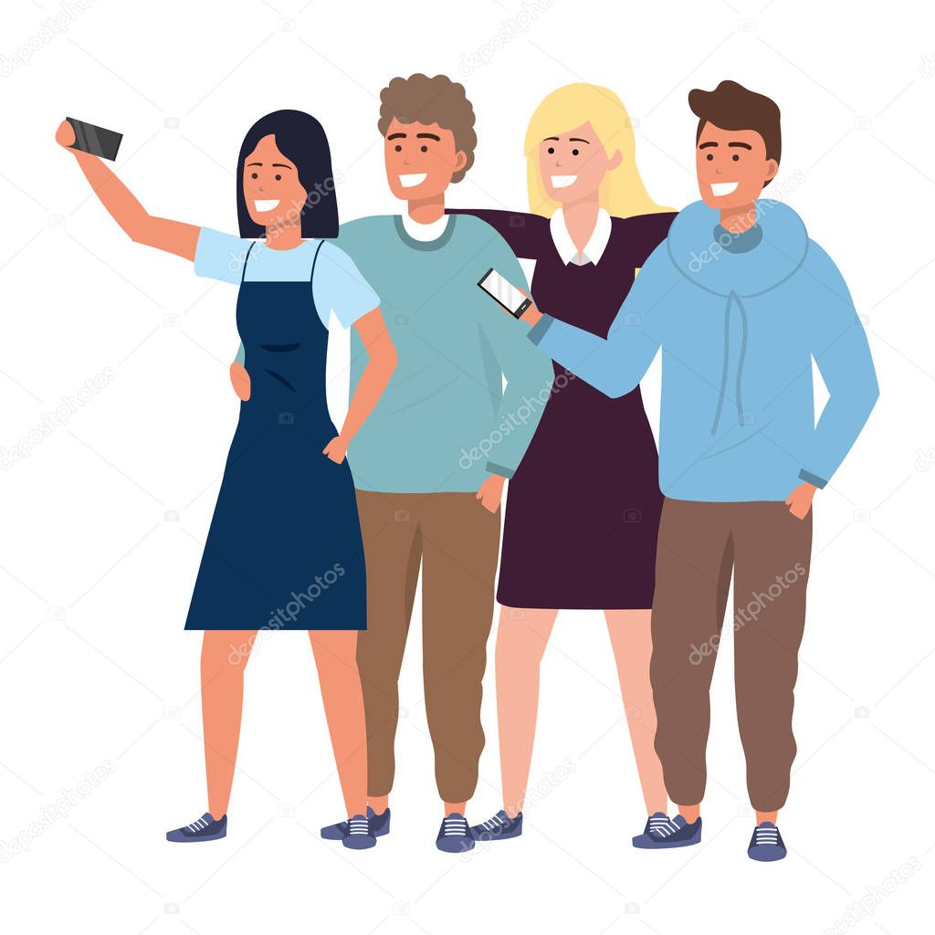Millennial group taking selfie