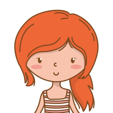 Sevimli kız karikatür şık kıyafet portre izole