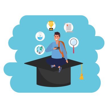 Online eğitim bin yıllık öğrenci akademik şapka