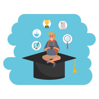 Online eğitim bin yıllık öğrenci akademik şapka