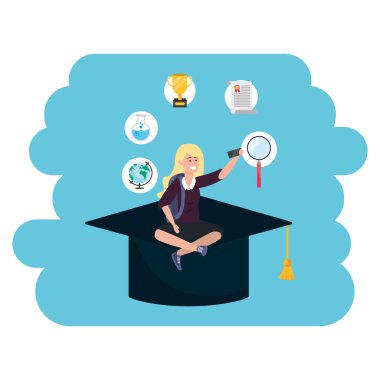 Online eğitim bin yıllık öğrenci akademik şapka
