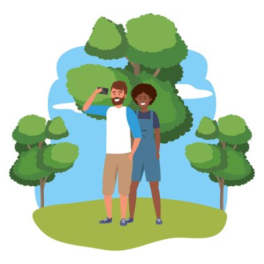 Bin yıllık çift akıllı telefon selfie arka plan çerçevesi alarak