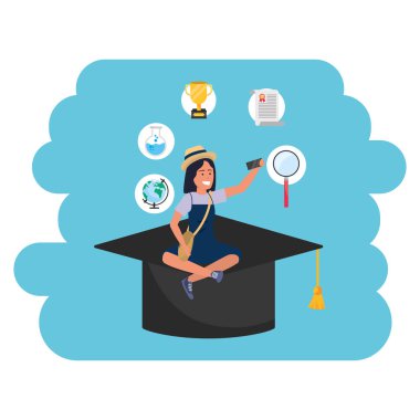 Online eğitim bin yıllık öğrenci akademik şapka