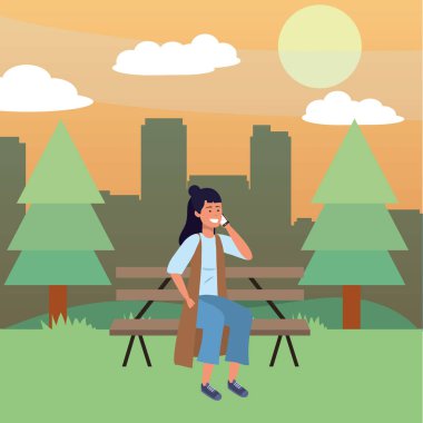 Bin yıllık kişi park bankı arka plan üzerinde oturan