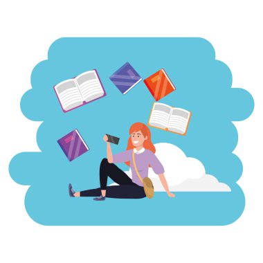 Online eğitim bin yıllık öğrenci bulut kitapları