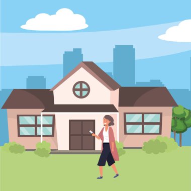 Evin ön veranda arka planda Millenial