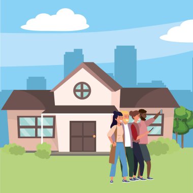 Evin ön veranda arka planda Milenyum grubu