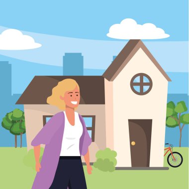 Evin ön veranda arka planda Millenial