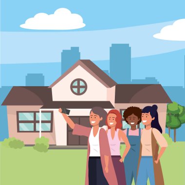 Evin ön veranda arka planda Milenyum grubu