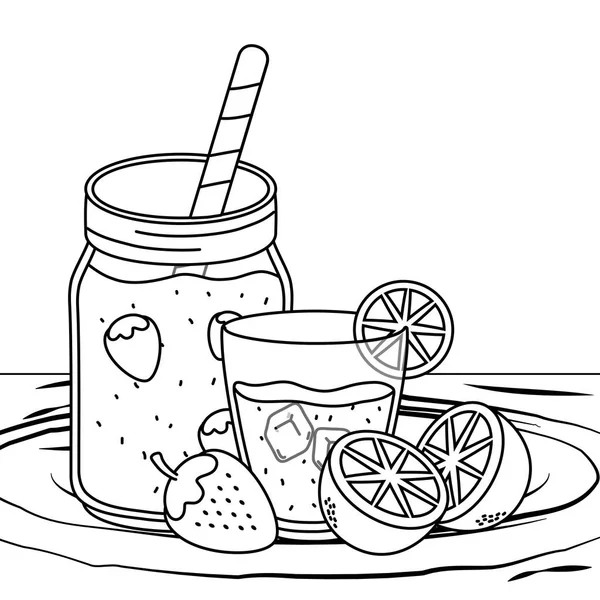 おいしい健康的な食事漫画 — ストックベクタ
