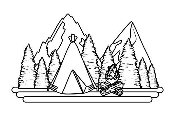 Camping de plein air dessin animé — Image vectorielle