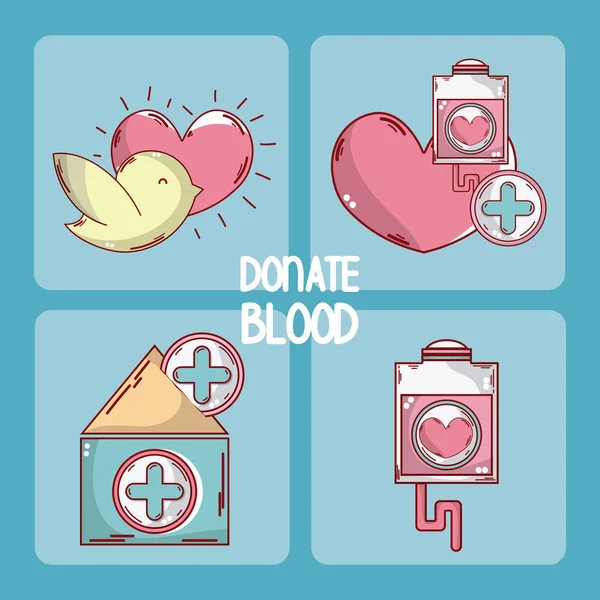 Jeu de cartes de don de sang — Image vectorielle
